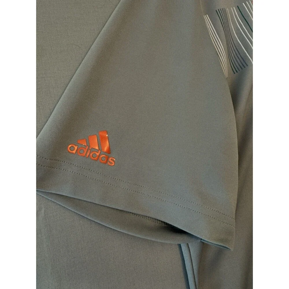 Men's Adidas Gray Golf Polo with Orange Accents Size Extra Large